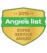 2015 Angie's List Super Service Award gold and green badge.